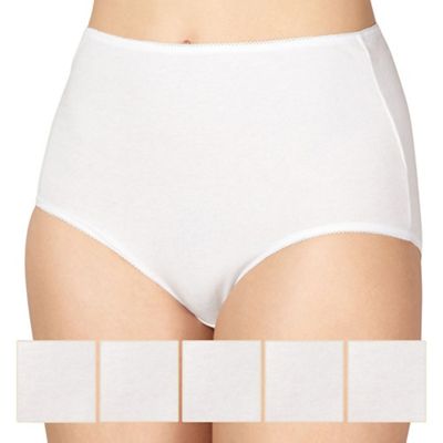 Pack of five cotton white full briefs